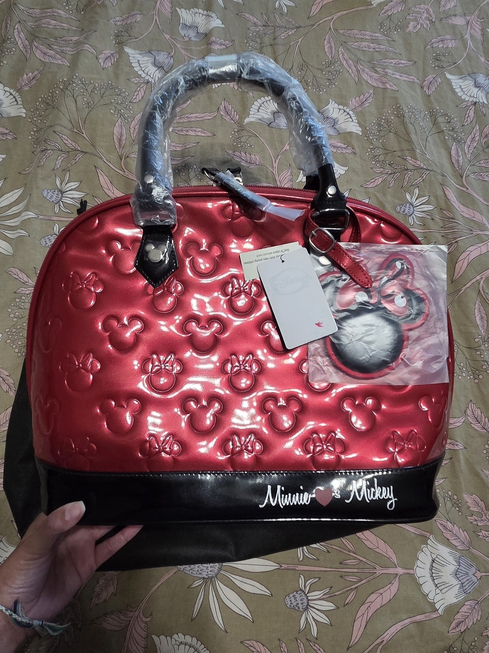 Minnie & Mickey Red Metallic Dome Satchel